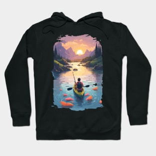 Outdoor adventure man in a kayak boat Hoodie